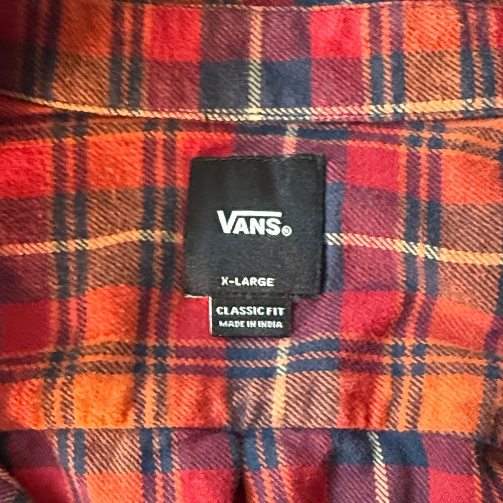 Vans, Red Plaid Men's Shirt, XL - Picture 3 of 7